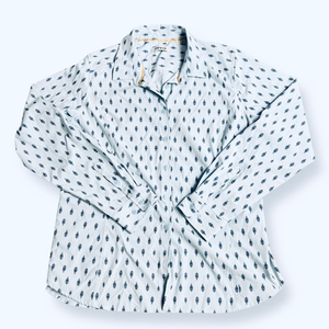 Orvis White Button-Down Shirt with Navy Teardrop Motif